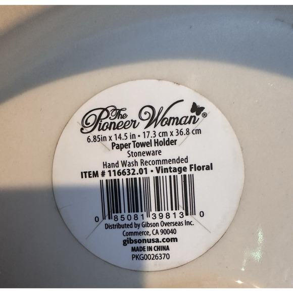 Pioneer Woman Paper Towel Floral Holder Stoneware Dispenser Kitchen Roll Holder - Picture 8 of 10